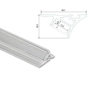 Nástěnný hliníkový profil NK, 36x19mm, včetně čirého difuzoru, 1m Objednat Nyní