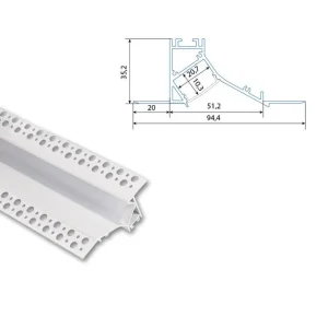 Vestavný hliníkový profil AV pro sádrokarton, 35x95mm, včetně matného difuzoru, bílý 1m Speciální Cena
