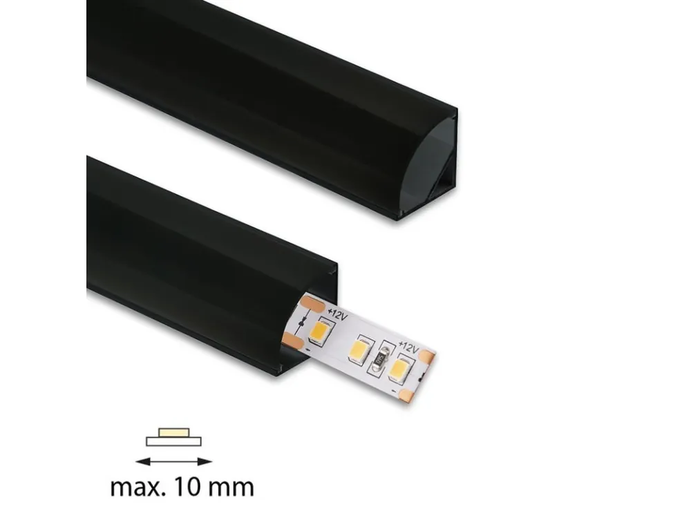 Rohový hliníkový profil černý RS2 16x16mm včetně černého difuzoru 1 m Jen Po Omezenou Doba
