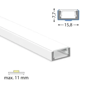 Přisazený hliníkový profil PG2 bílý 16x8mm, včetně mléčného difuzoru, 1m Akční Cena