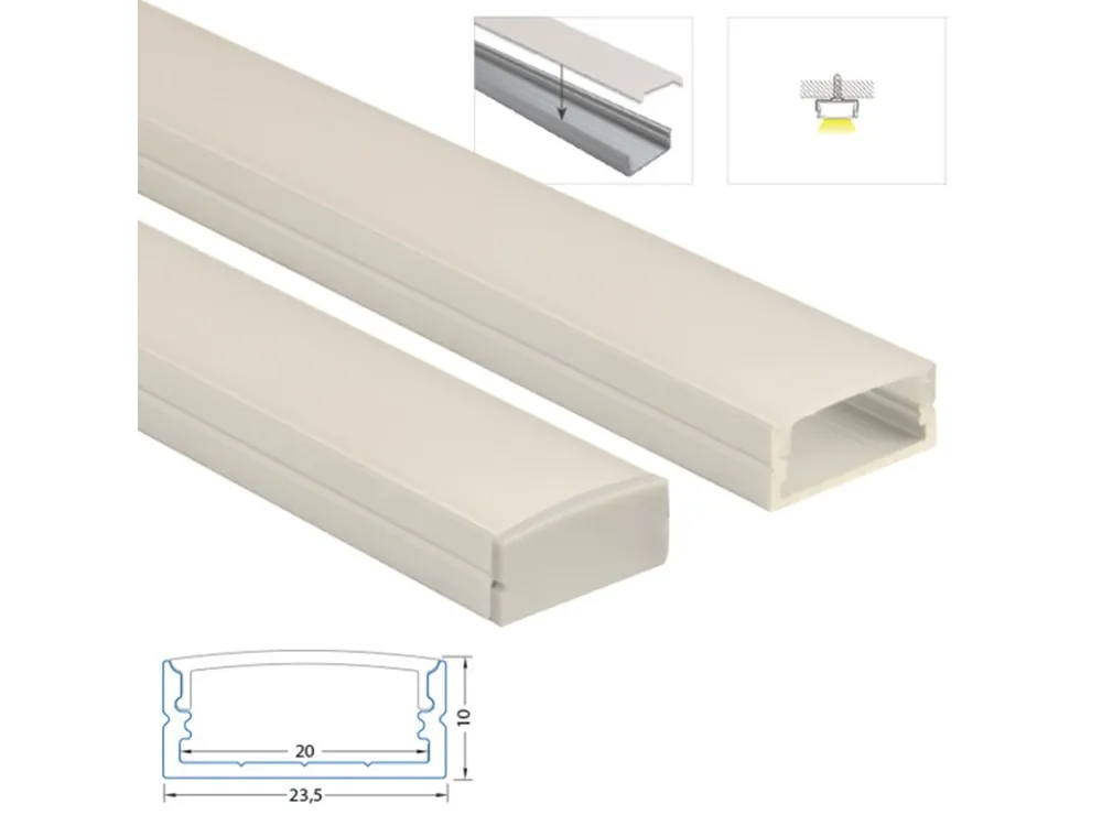 Akční Nabídka Přisazený hliníkový profil PF, 24x10 mm, včetně černého difuzoru 1 m