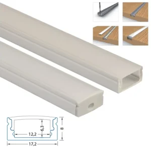 Přisazený hliníkový profil PQ , 17x8mm, včetně matného difuzoru, 300cm Ověřený