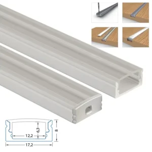 Přisazený hliníkový profil PQ, 17x8 mm, včetně čirého difuzoru, 300cm Nejlepší Cena