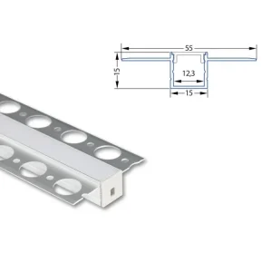 Hliníkový profil pro sádrokarton AU 55x15mm včetně mléčného difuzoru 300cm Vysoce Kvalitní