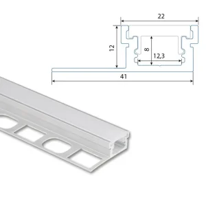 Akční Nabídka Hliníkový profil DA pro obklady a dlažbu 41x13mm, včetně mléčného difuzoru, 1m