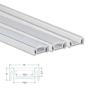 Horká Nabídka Přisazený hliníkový profil PE, 19x8mm, vč. mléčného difuzoru, 300cm