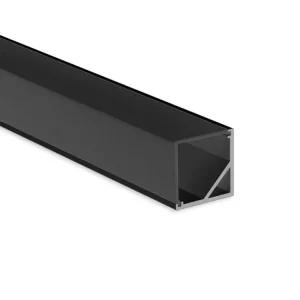Rohový hliníkový profil RD2 černý, 16x16mm, včetně černého difuzoru, 300cm Nejlepší Volba