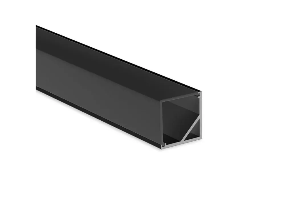Rohový hliníkový profil RD2 černý, 16x16mm, včetně černého difuzoru, 300cm Nejlepší Volba
