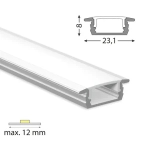 Vestavný hliníkový profil VP, 23x8 mm včetně mléčného difuzoru, 300cm Super Cena