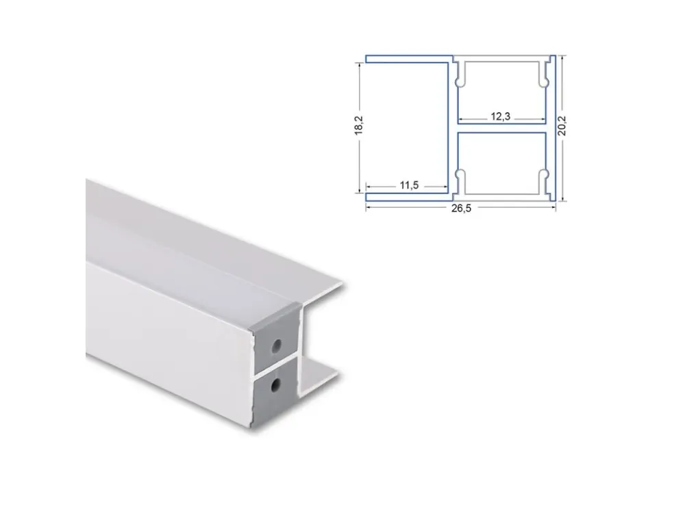 Nástěnný hliníkový profil NA 27x20mm, včetně mléčného difuzoru 200cm Horká Nabídka