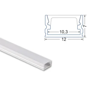 Bezpečná Platba Přisazený hliníkový profil PM 12x7mm, včetně mléčného difuzoru 200cm