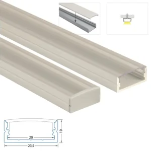 Přisazený hliníkový profil PF, 24x10 mm, včetně čirého difuzoru, 200cm Expresní Doručení