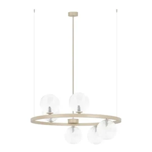 Levný Lustr do obýváku Kaja TESORO K-5700 béžová barva 6xG9
