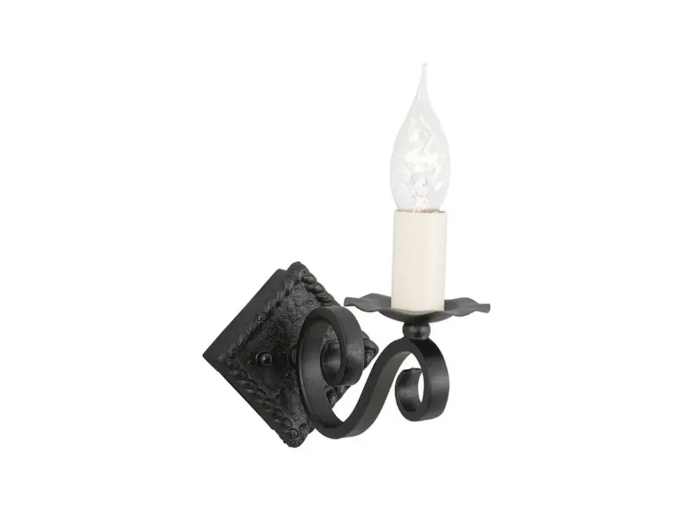 Elstead Rectory RY1A-BLACK kované nástěnné světlo 1xE14 černé Sleva