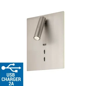 Nástěnné světlo nad postel s USB nabíječkou ZEN/LED 16+3W Pouze Dnes