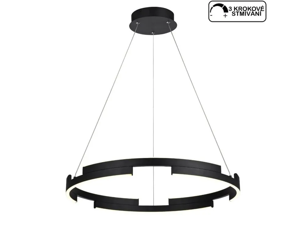 Cenově Výhodný Černé závěsné světlo na lanku Redo 01-3173 CASTLE/ průměr 60 cm/ LED 36W