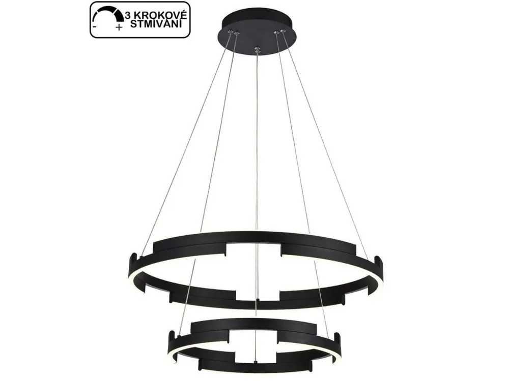 Zlevněný Černý designový lustr Redo 01-3179 CASTLE/ průměr 60 cm/ LED 60W